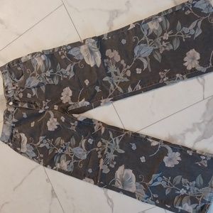 Boho Floral Black Wide Leg Jeans  30 X 31 NEW NWOT
